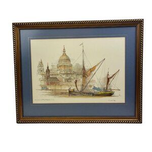 Vintage St Paul's Cathederal St Andrew's London England by Mads Stage Framed